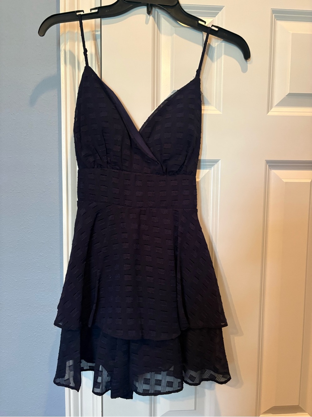 Spaghetti Strap Tiered Skater Dress in Navy